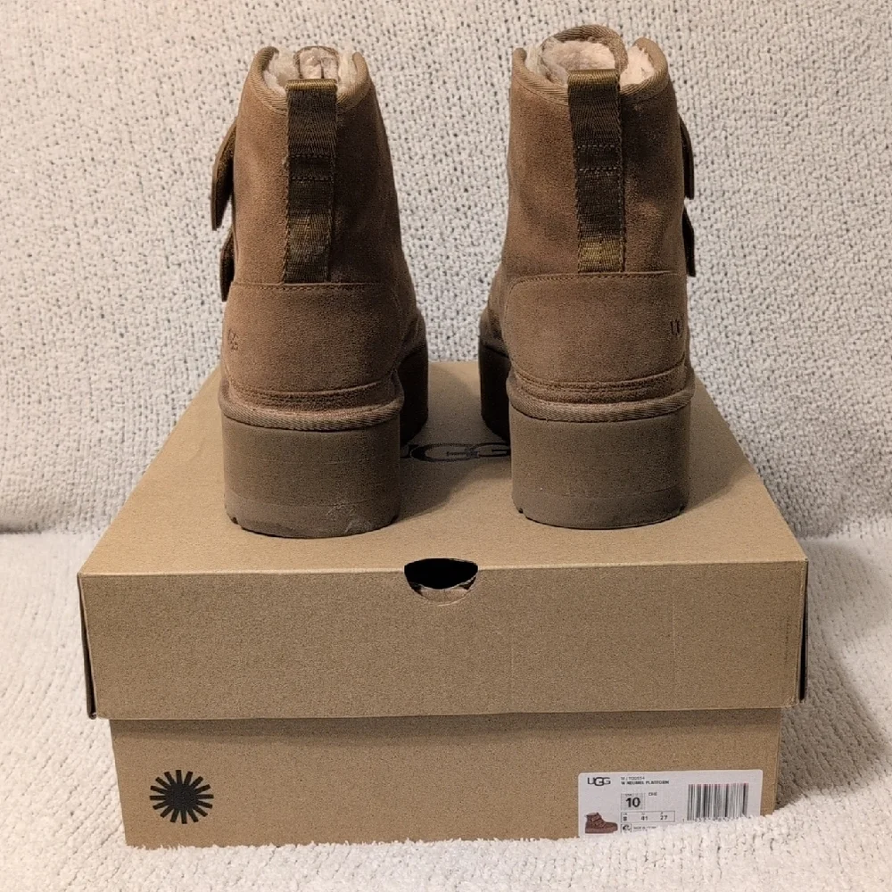 UGG Women's Tan Suede Platform Boots with Straps - Picture 6 of 10